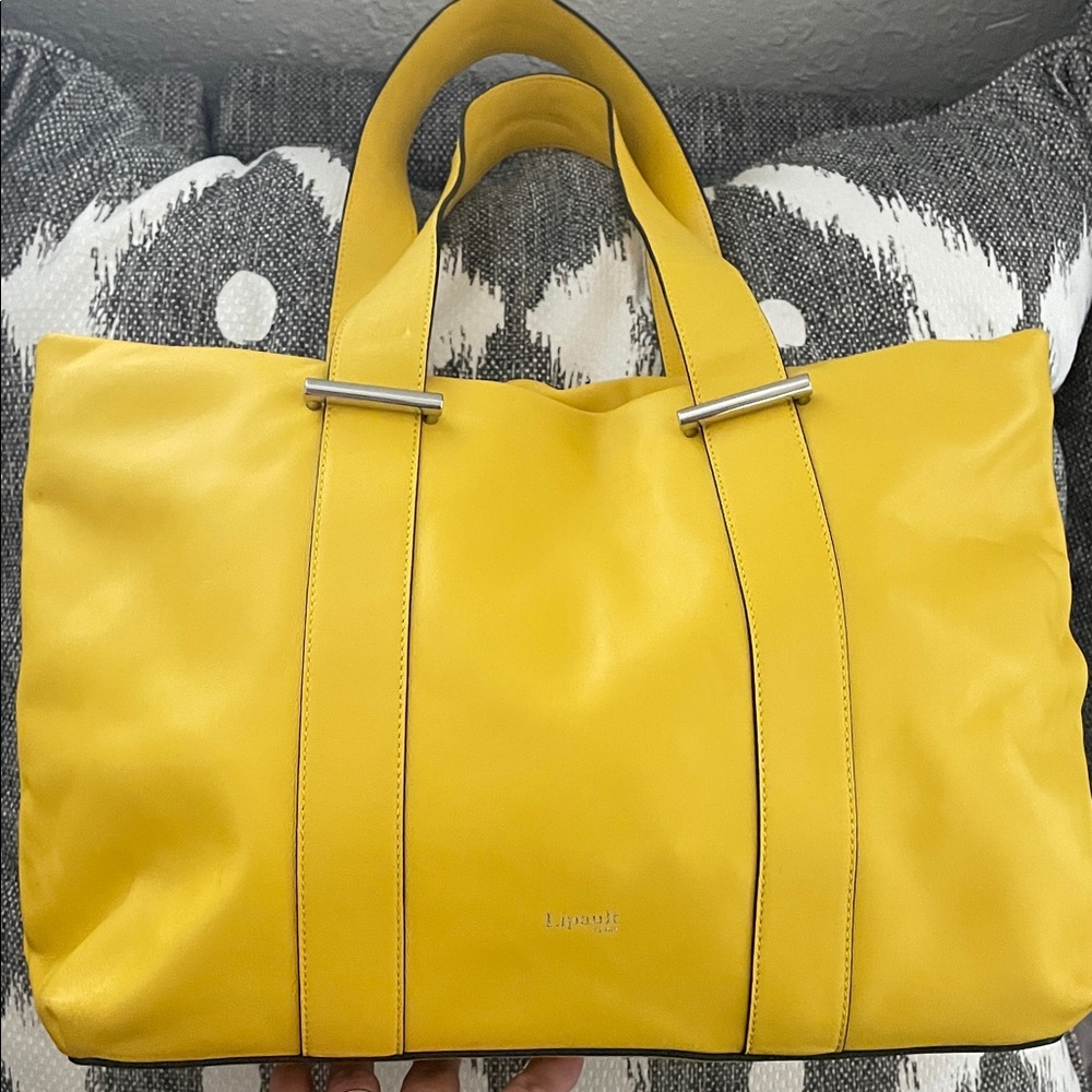 Lipault Paris Yellow Tote/Handbag with Nickel Hardware